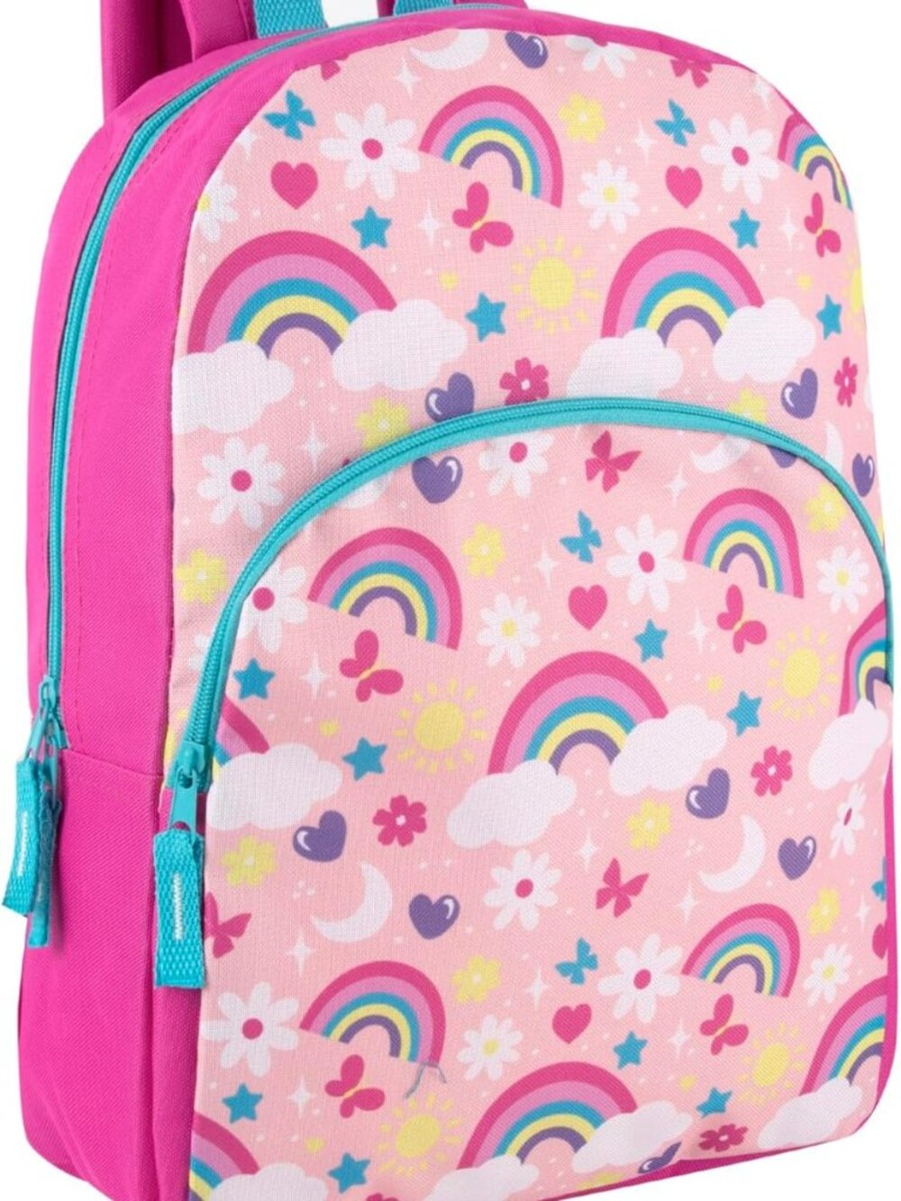 15 Inch Fun Printed Backpack with Front Zippered Pocket & Padded Adjustable Shou